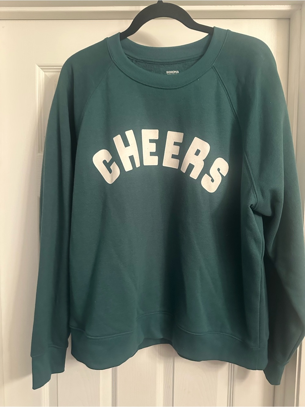 Sonoma Green Crewneck Sweatshirt with White CHEERS Graphic